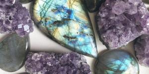 Amethyst and Labradorite samples on view