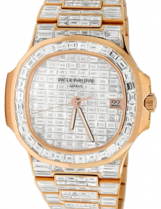 18K Rose Gold Patek Philippe Nautilus Baguette Diamond Watch