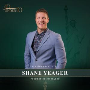 Shane Yeager, CEO of CineSalon poses for his 40 under 40 video award.
