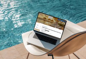 Winspire's newly designed and functional website at a vacation destination.