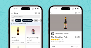 Two screenshots of the Untappd Shop on a mobile device.