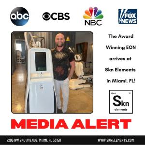 Skn Elements owner and founder, Caleb McGrew, with the EON laser device.