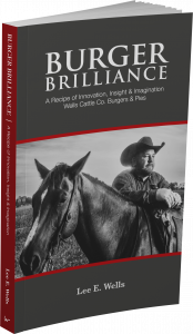 Cover of book Burger Brilliance with image of cowboy and horse