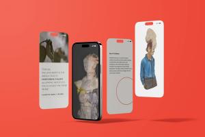 A set of mobile design screens of the Art Is Everywhere website.
