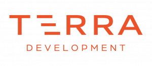 The logo for Terra Development in orange on a white background. It says Terra Development.