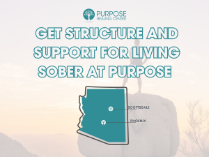 A man astride a rock in the background shows the concept of A firm foundation for living sober in Phoenix is offered at Purpose Healing Center
