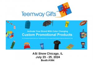 Leading manufacturer of promotional products and corporate gifts Teemway Gifts joins ASI Show in Chicago this July.