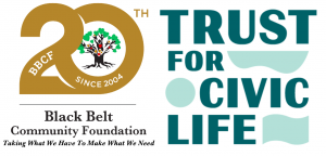 Image shows the special 20th anniversary logo of the Black Belt Community Foundation and their new grantor, the Trust For Civic Life