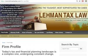 Website, Richard Lehman, Tax Attorney in Boca Raton, FL