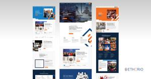Etherio Creative Awards - Graphic shows Etherio website screenshots for its award-winning design