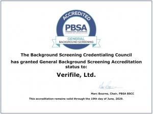 PBSA Accreditation Awarded to Verifile