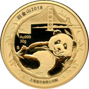 2018 San Francisco Panda Gold 30g Proof,  Chinatown Dragon