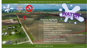 242 acres land for sale near Dallas-Fort Worth Texas with utilities: water and electric