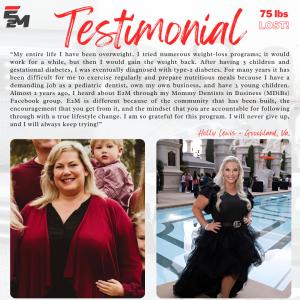 Client Testimonials: Holly Lewis, 49 years old, Dentist, 75 pounds lost﻿, E2M member since 2021