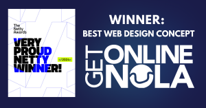 Get Online NOLA wins Netty Award for website redesign Netty logo and Get Online NOLA Logo