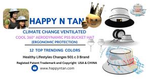 "Happy n Tan" Ventilated Bucket Hats represents mitigation and adaptation.