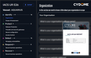 Cydome maritime cybersecurity compliance assistant screen