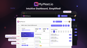 Showing the dashboard of MyMeet.io