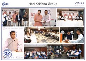 The Mumbai team celebrated a blood donation event alongside Ghanshyam Dholakia on the 32nd anniversary of Hari Krishna Exports Pvt Ltd.
