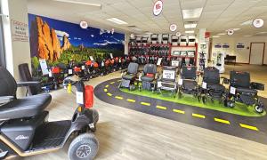 Photo of Mobility City of Colorado Springs Showroom with power chairs, scooters, rollators, and more.