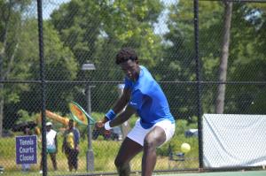 ICL Academy student Joseph Oyebog, Jr. playing in USTA New England tennis tournament
