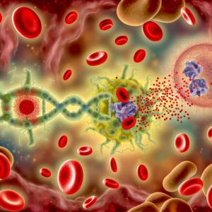 Biology Art DNA + Red Blood Cells