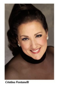 Headshot photo of Cristina Fontanelli who is starring and hosting Opera & Broadway of the Hamptons wine-tasting concert