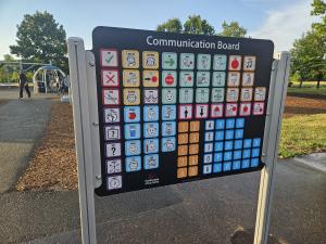 The communication board at Warminster's new playground helps children who are non-verbal access the playground.