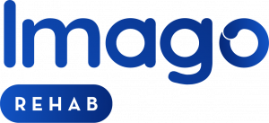 Logo for Imago Rehab showing the words Imago Rehab stacked in blue