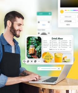 GO CAYIN platform's poster application interface showcasing user-friendly features for creating dynamic digital signage content.