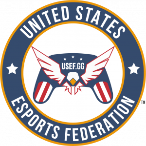 United States Esports Federation circle logo with eagle wings, game controller, and text