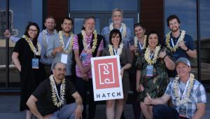 Representatives of the nine companies in Hatch Blueʻs inaugural Crest accelerator programme.