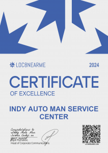 Certificate of excellence as the best auto service center Indianapolis 2024