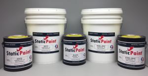 Pails and cans of Static Paint