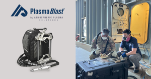 Photo of PlasmaBlast PB7000M mobile unit being used by military personnel on an aircraft carrier