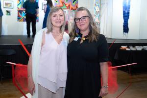 The Curator and Executive Director of New Hope Arts during opening night at New Hope Arts Center for the latest Fiber Exhibition, on view through August 18, 2024.