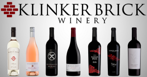 Klinker Brick Winery logo with line up of Klinker Brick wines available in North Carolina