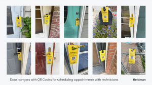 Door hangers with QR codes for self-service appointment scheduling
