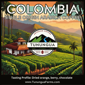 Tunungua Farms Single Origin Colombian Coffee Label