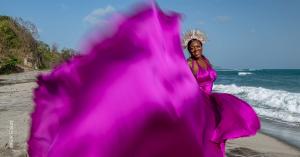 St Lucia Flying Dress Fluttering in the Wind on a Saint Lucia Beach
