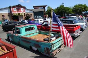 Classic trucks and other cars at the Goodguys car show
