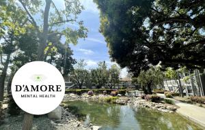 Image of D'Amore's Costa Mesa mental Health Facility along with the D'Amore Mental Health logo