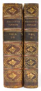 Copy of Hakluyt’s Voyages (three volumes in two books), a complete record of Elizabethan voyages and discovery, published circa 1598-1600 by Bishop, Newberie and Barker (London) (est. $10,000-$20,000).