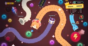 Screenshot showing lots of longcats curling around each other in a multiplayer PVP cat game.