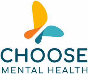 Choose Mental Health Logo with multiple colors and a butterfly.
