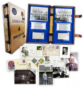 Album of postal covers and photographs signed by all 12 Enola Gay crewmembers, 12 of 13 Bockscar crewmembers and Manhattan Project administrators and scientists (est. $5,000-$7,000).