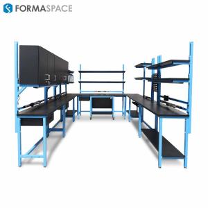 modular lab furniture layout blue