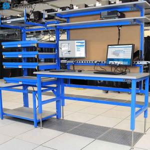 blue server rack with ESD protection