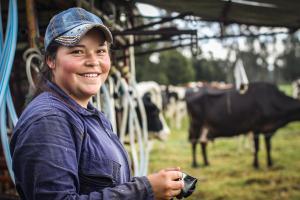 Photo of female Alqueria dairy farmer
