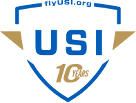 USI Celebrates 10 Year Milestone and Announces Entrance into Consumer Marketplace - Image shows USI logo updated with 10years inside and the FlyUSI.org URL embedded in the top of the shield logo